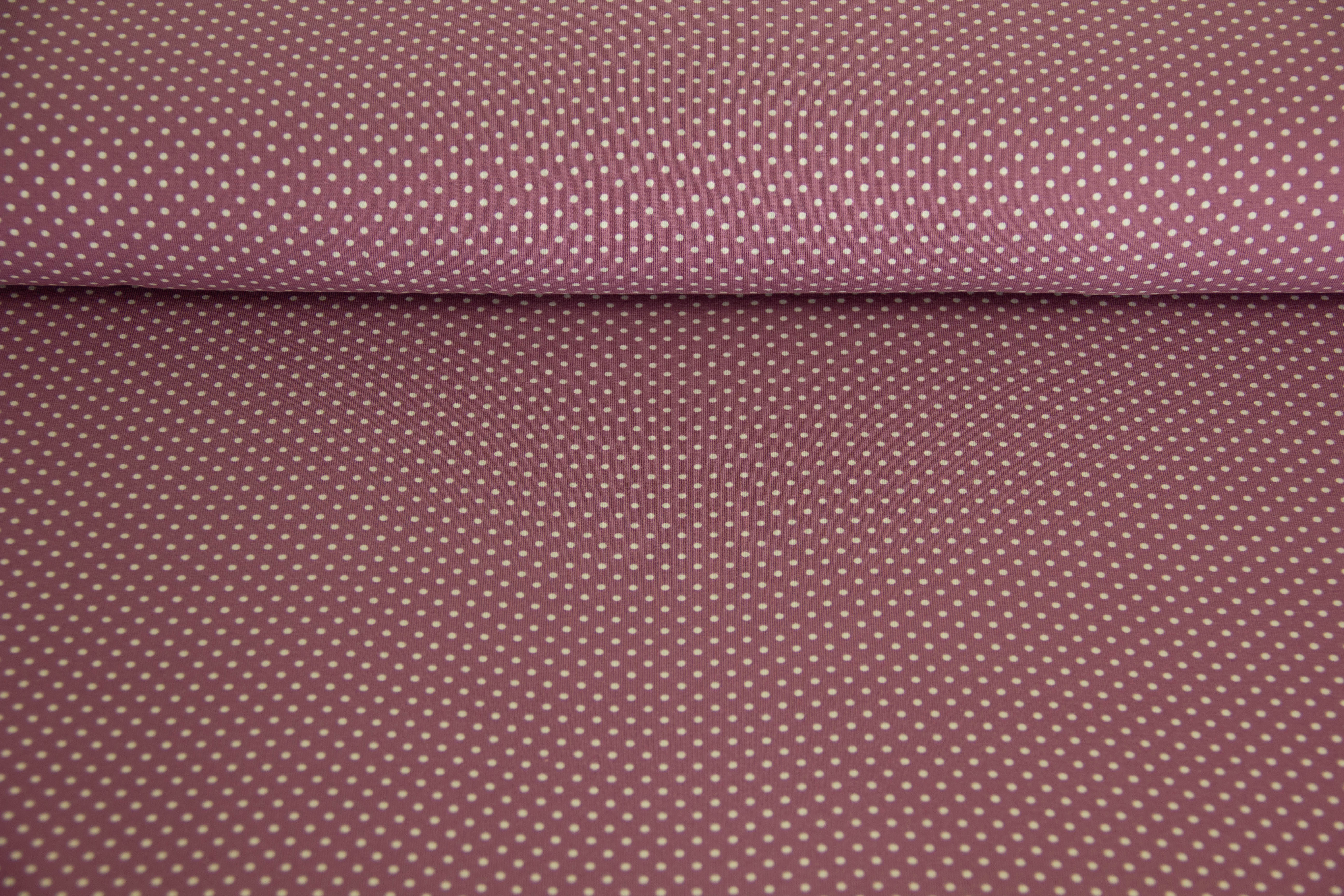 Jersey Pindots, mit Punkten, aubergine, grau, 0,5 m