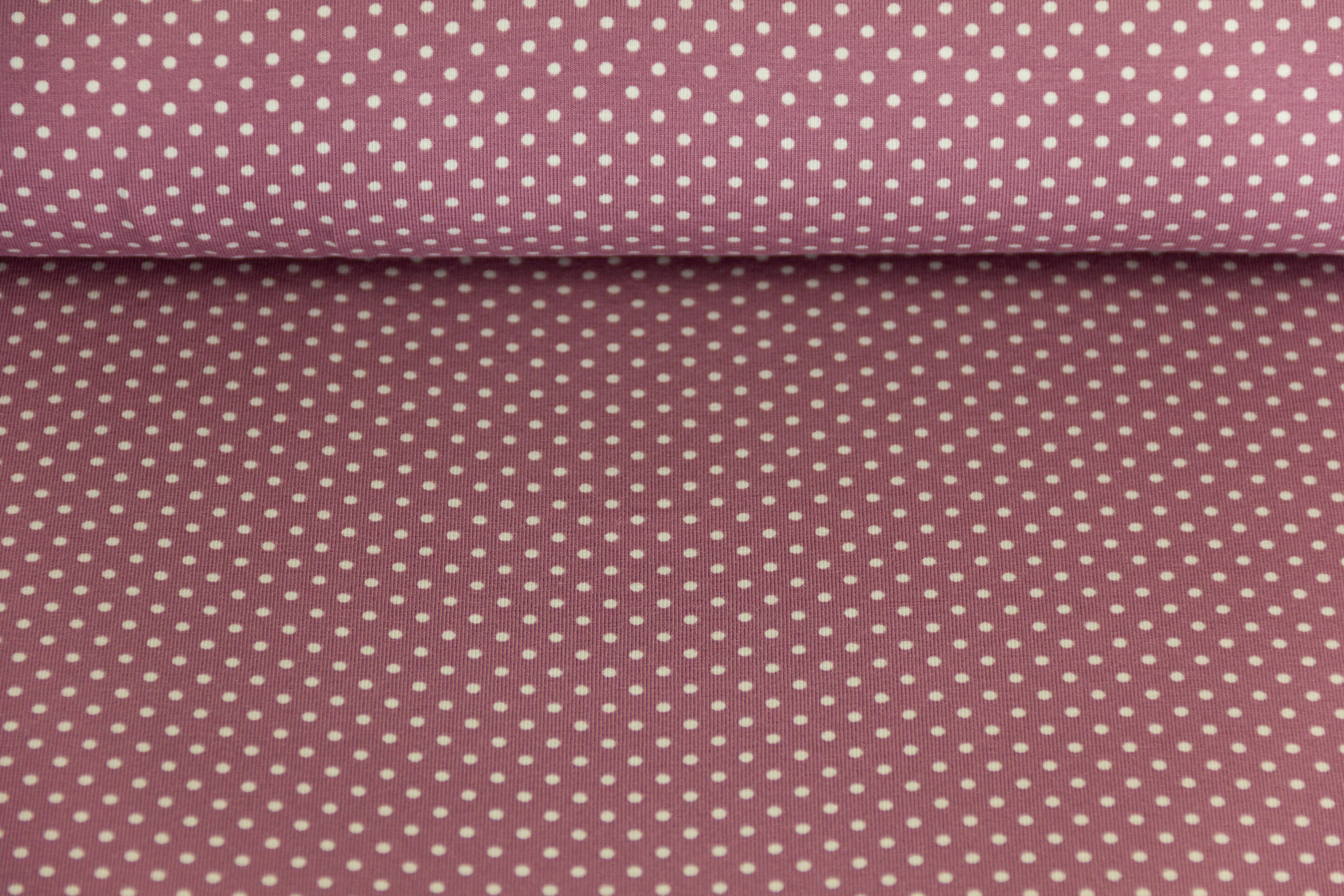 Jersey Pindots, mit Punkten, aubergine, grau, 0,5 m