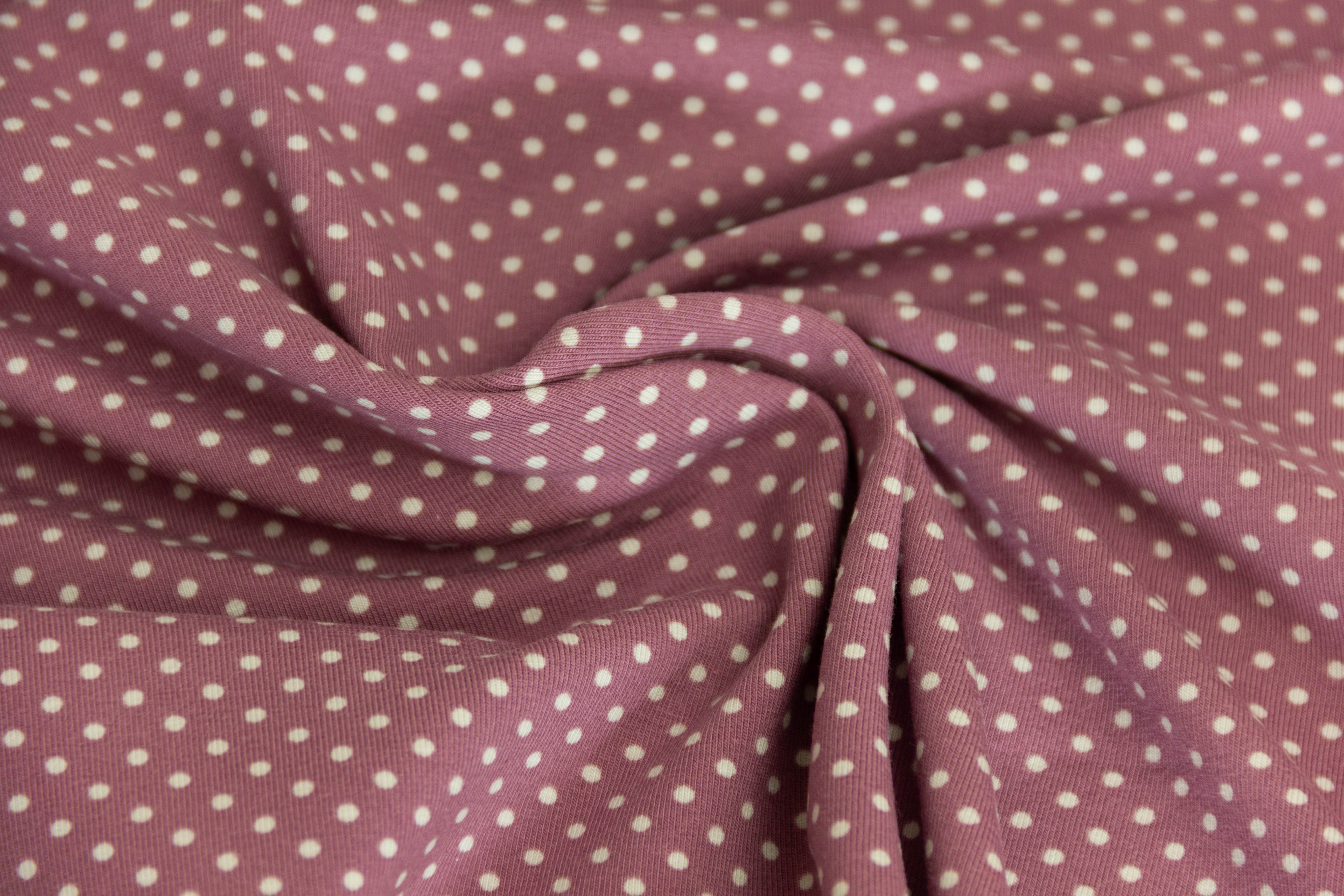 Jersey Pindots, mit Punkten, aubergine, grau, 0,5 m