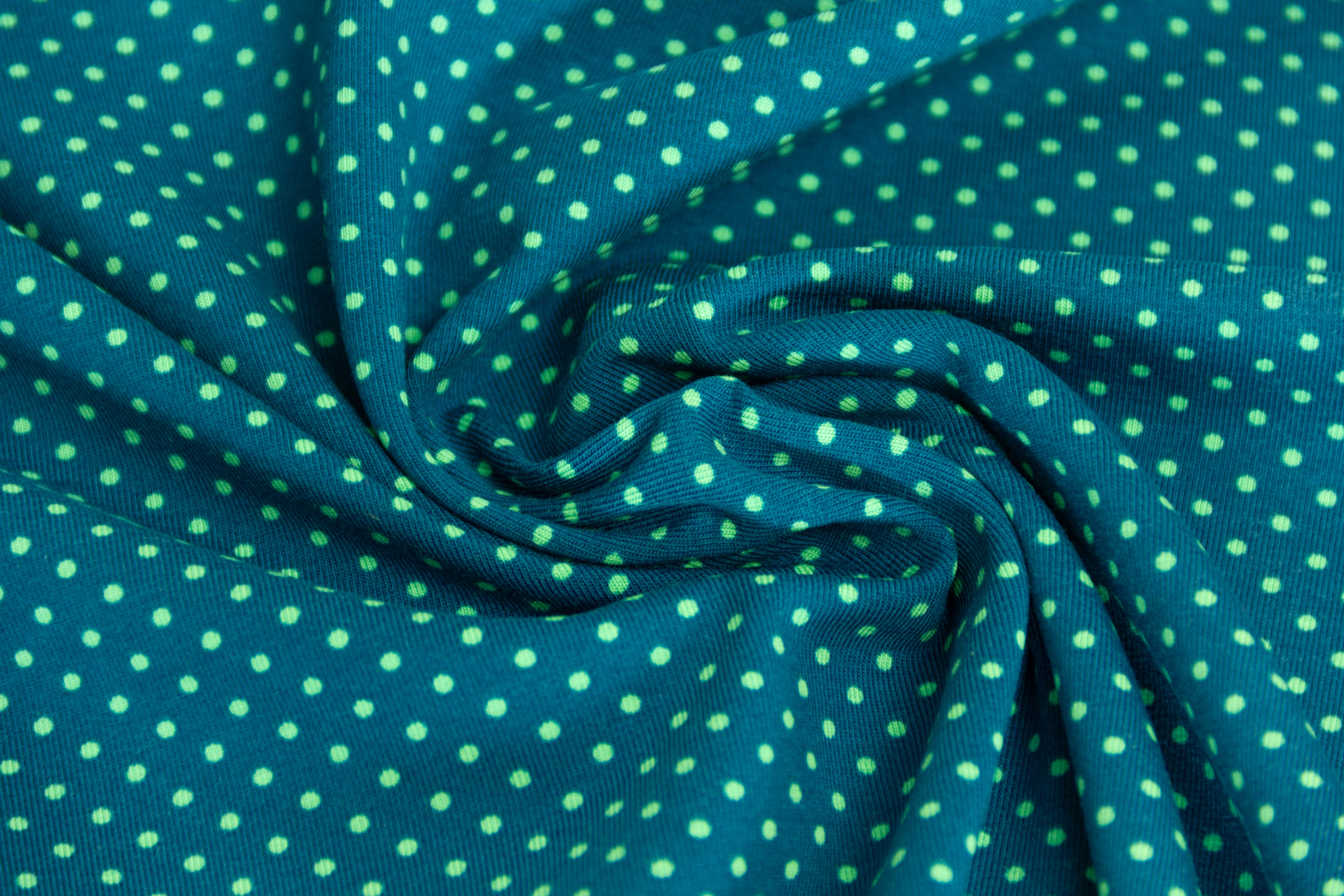 Jersey Pindots, mit Punkten, blau, pastellgrün, 0,5 m