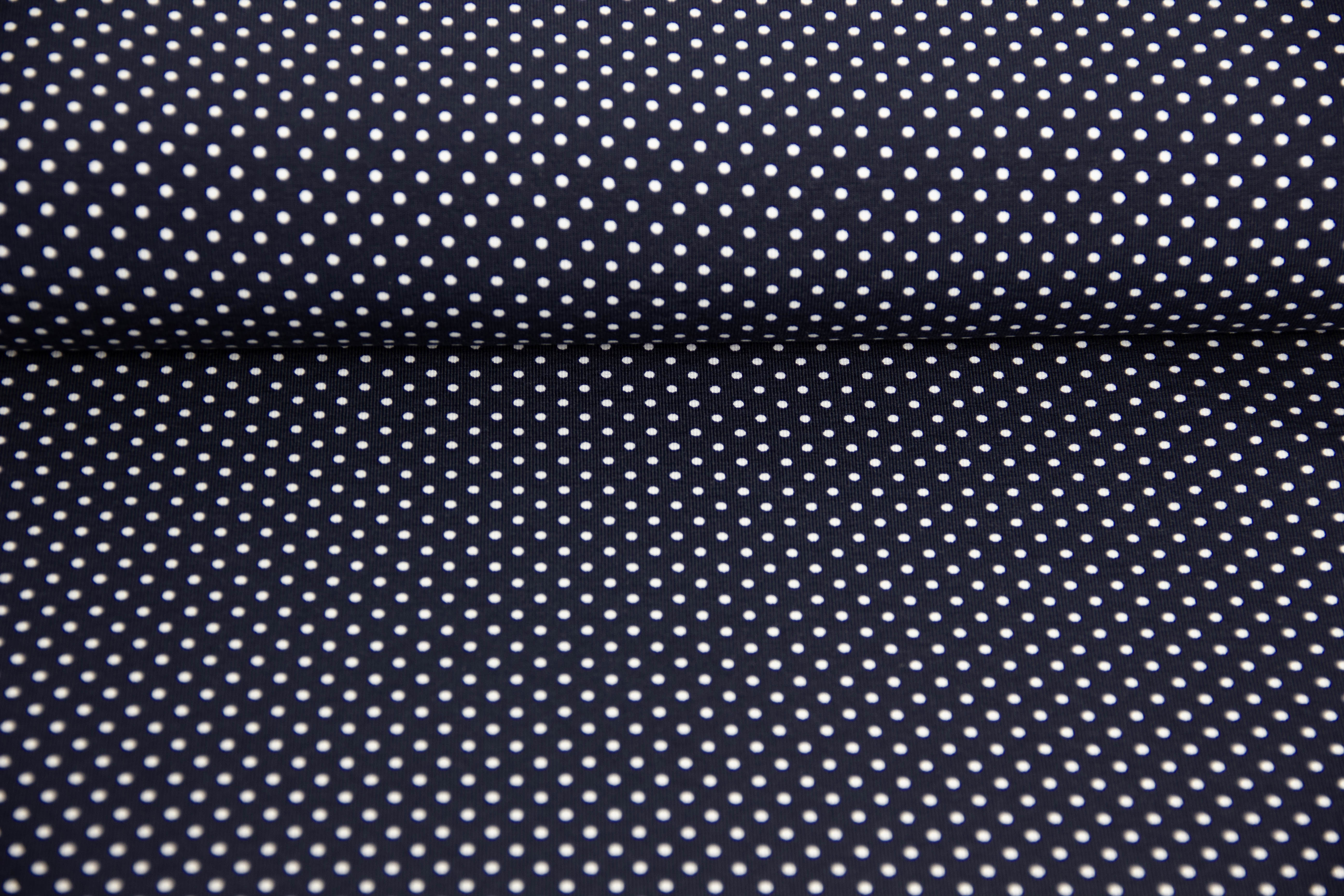 Jersey Pindots, mit Punkten, marine, weiß, 0,5 m