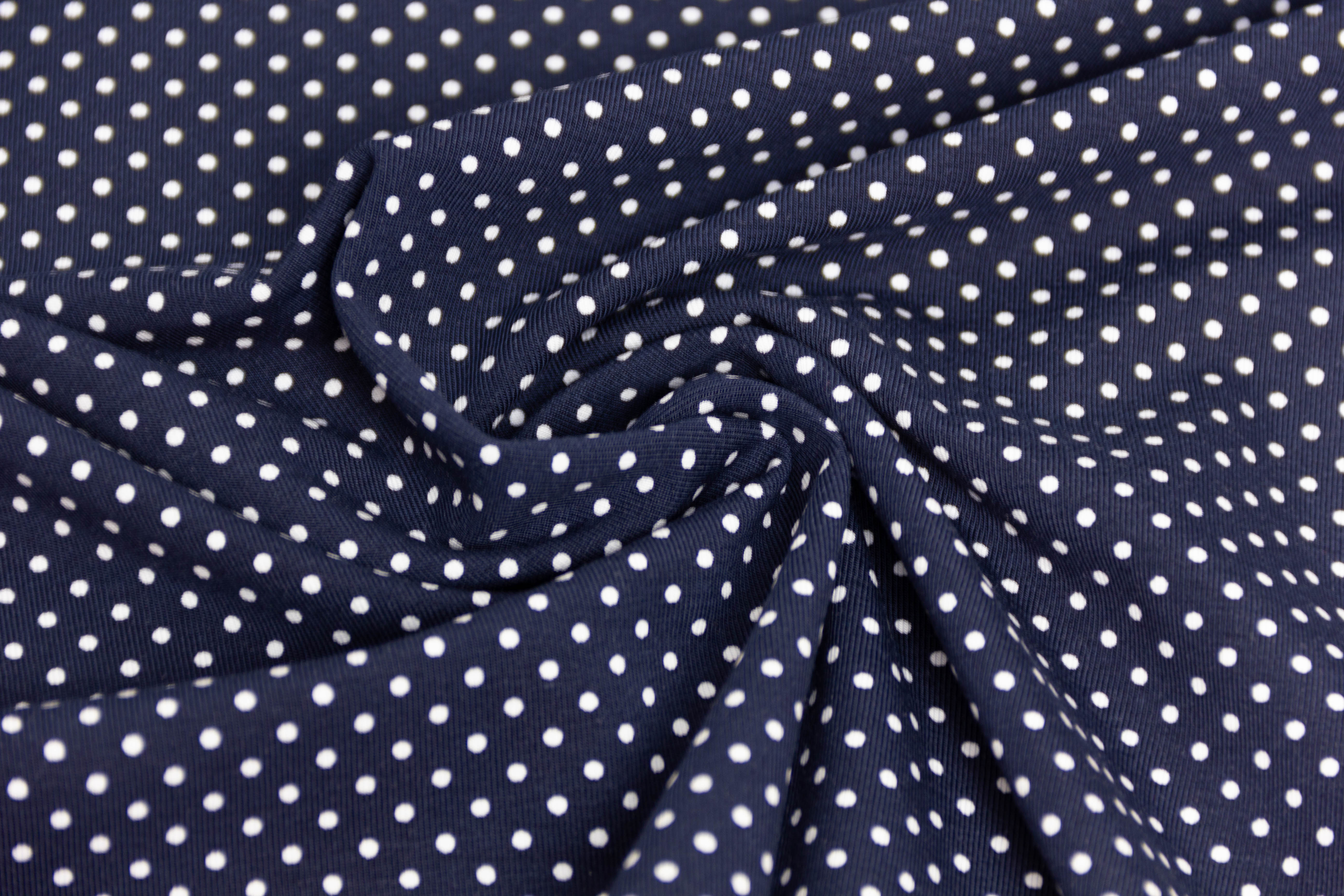Jersey Pindots, mit Punkten, marine, weiß, 0,5 m