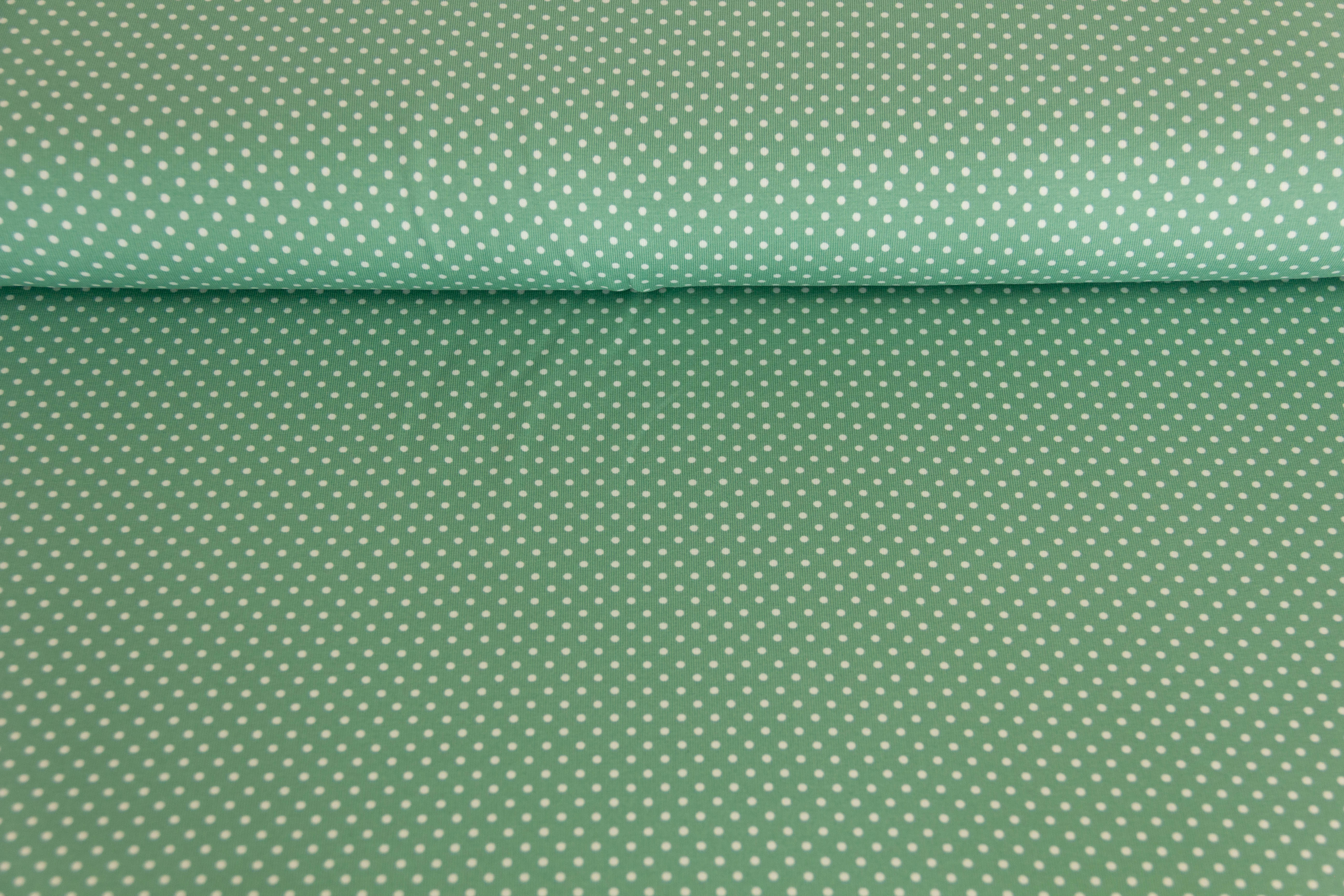 Jersey Pindots, mit Punkten, pastellgrün, weiß, 0,5 m