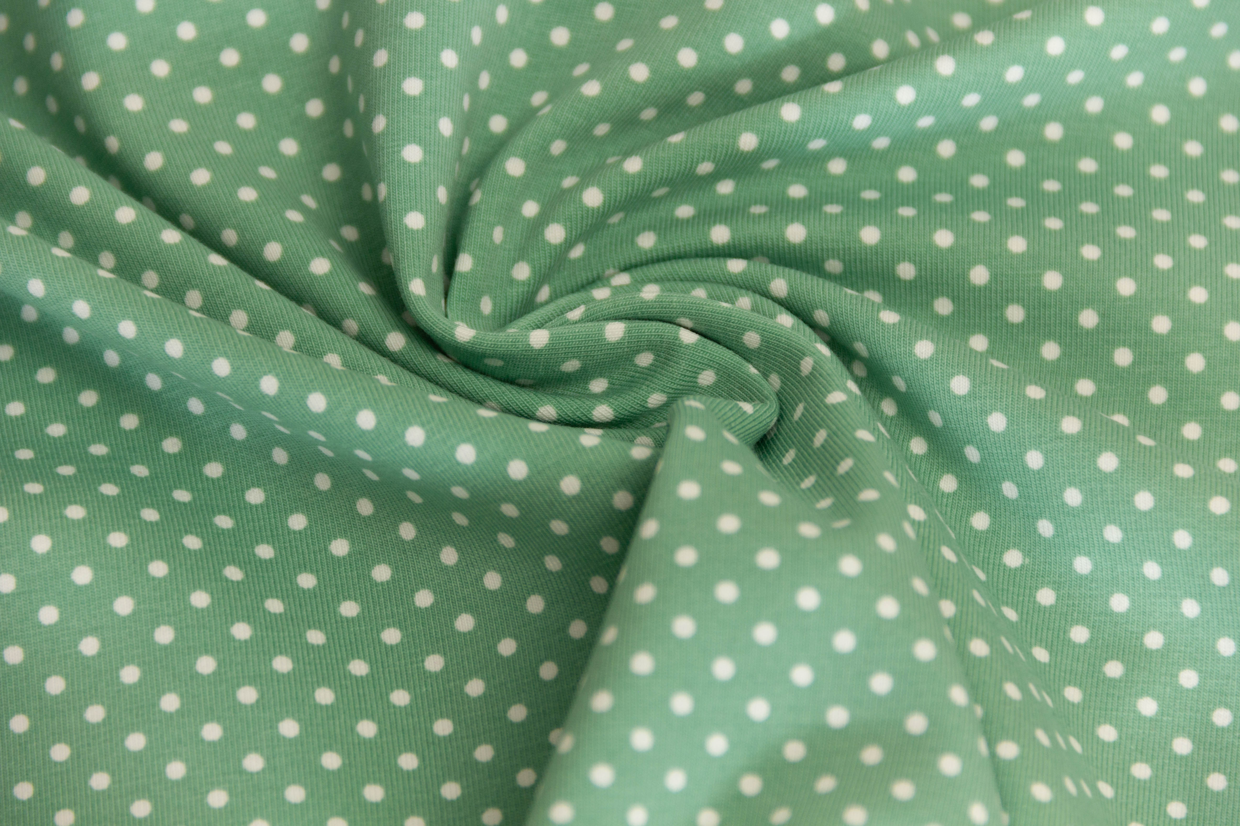 Jersey Pindots, mit Punkten, pastellgrün, weiß, 0,5 m