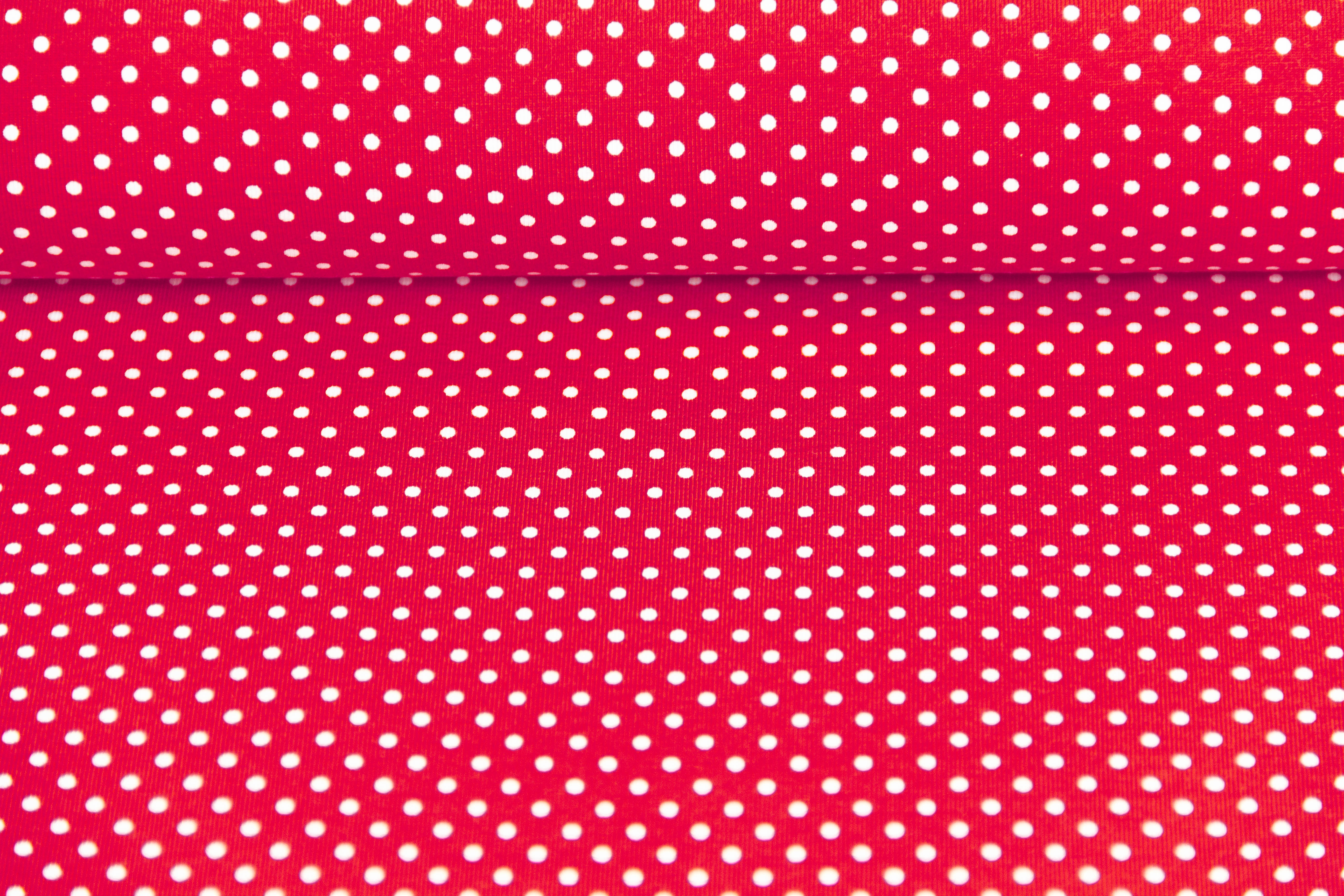 Restmenge 42 cm Jersey Pindots, mit Punkten, rot, weiß