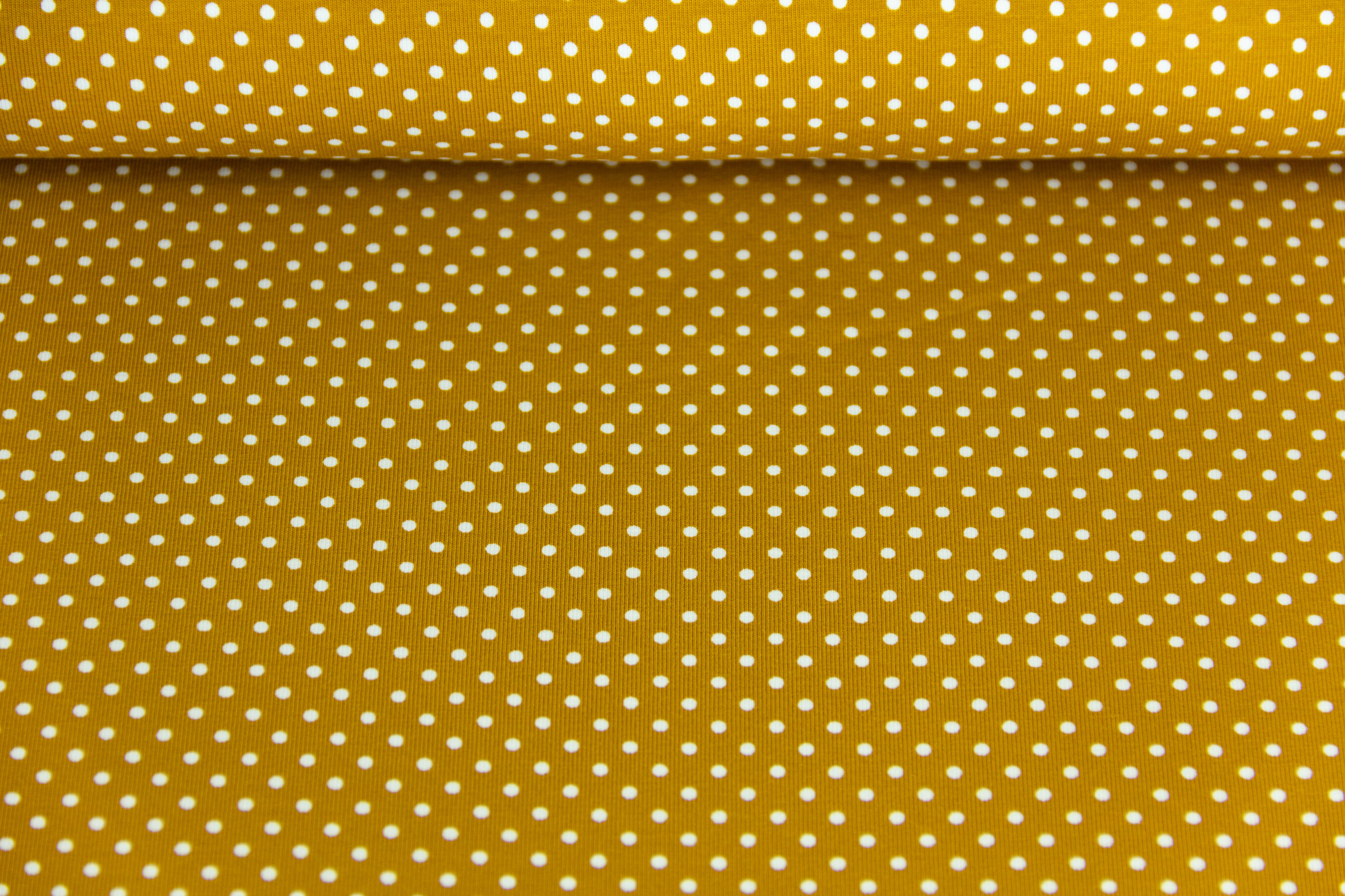 Jersey Pindots, mit Punkten, senf, weiß, 0,5 m
