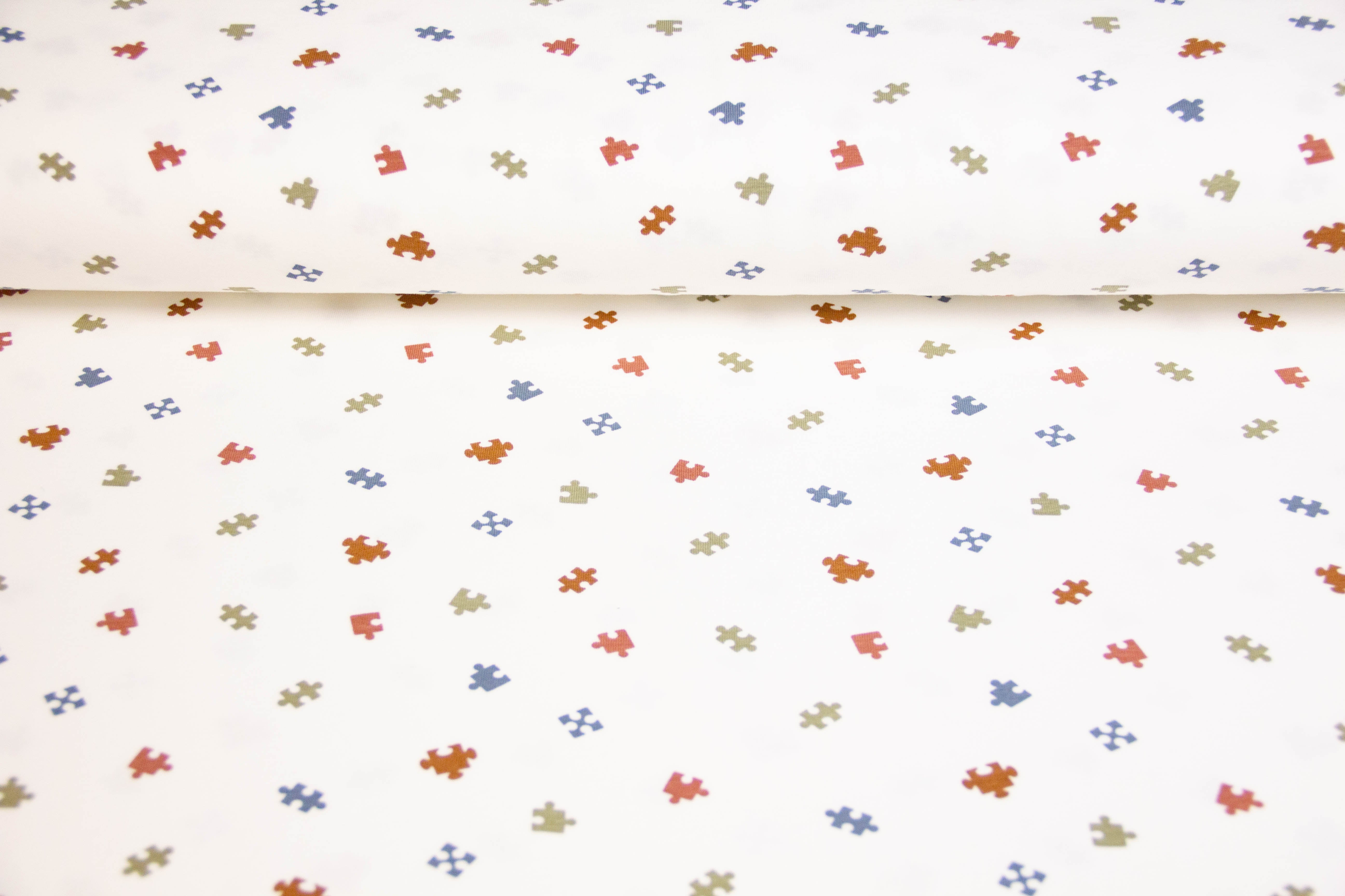 Jersey mit kleinen Puzzleteilen, ecru, 0,5 m