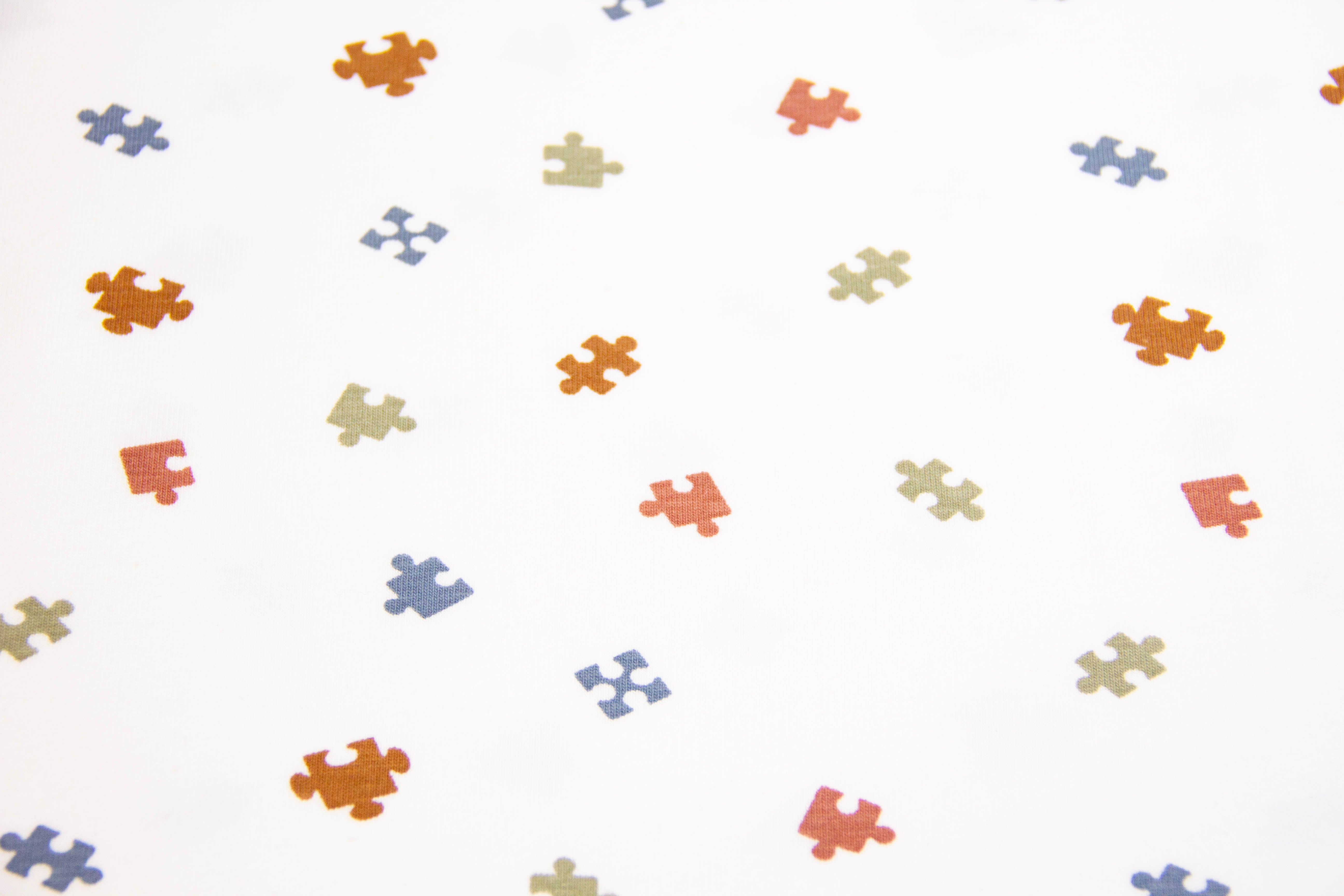Stoffpaket Jersey + Bündchen Puzzle, ecru, oliv