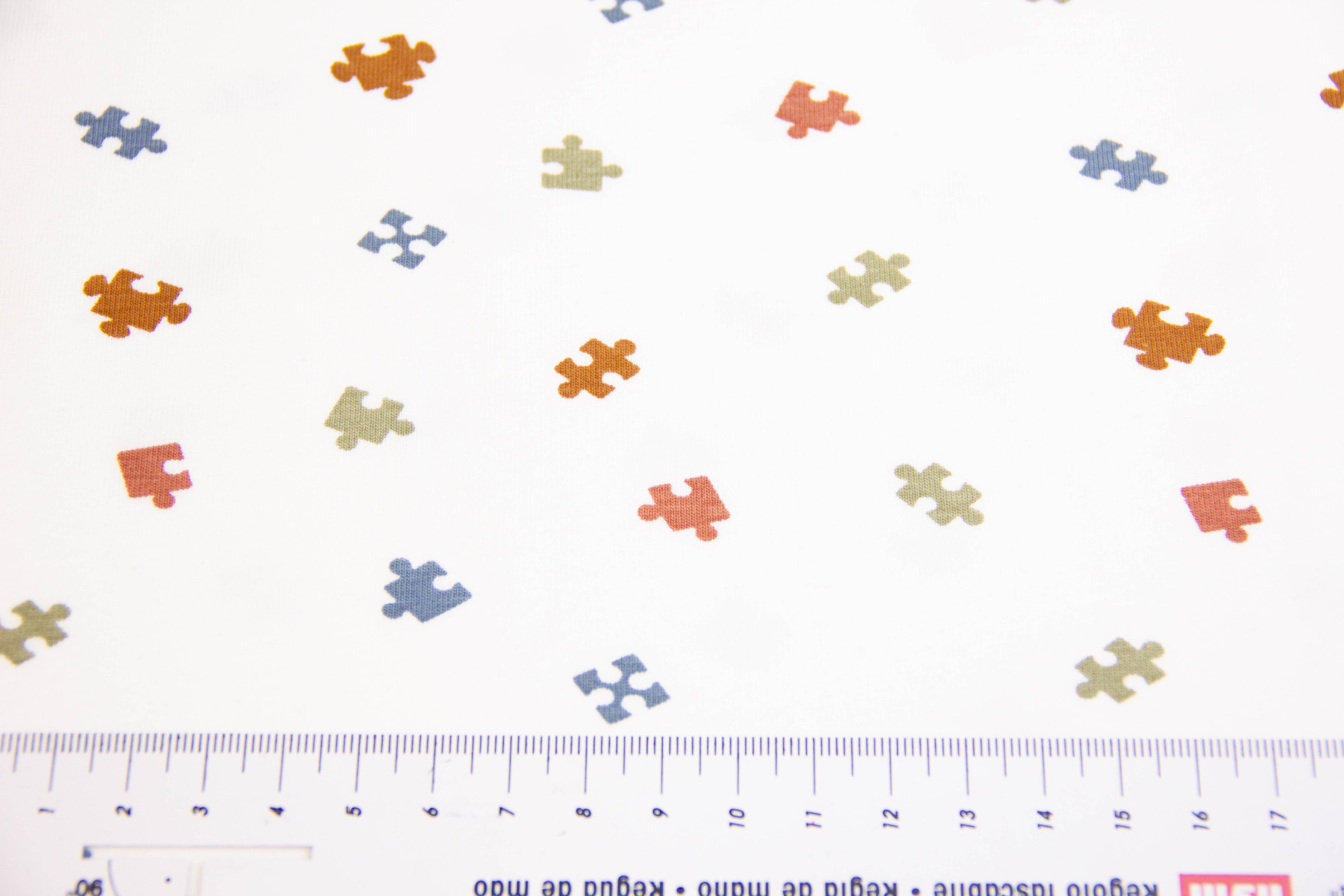Stoffpaket Jersey + Bündchen Puzzle, ecru, oliv