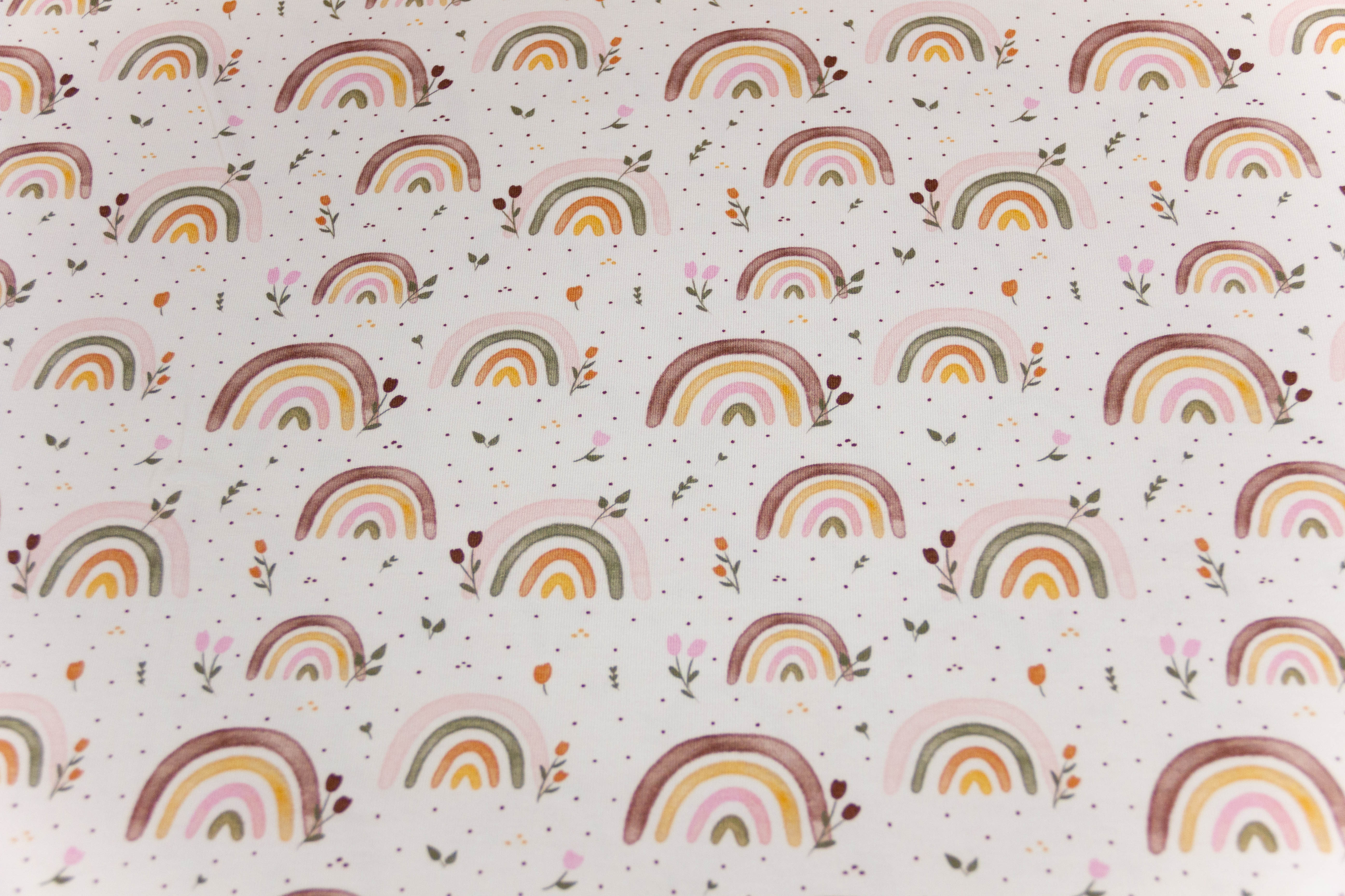 Jersey mit Regenbogen, Artikel-Nr. FVJ-3572, Fräulein von Julie, cremeweiß, 0,5 m