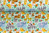 Jersey mit Zootieren, Elefanten, Giraffen, mintgrün, Artikel-Nr. FVJ-2328, Fräulein von Julie, 0,5 m