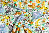 Jersey mit Zootieren, Elefanten, Giraffen, mintgrün, Artikel-Nr. FVJ-2328, Fräulein von Julie, 0,5 m