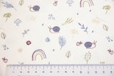 Stoffpaket Jersey + Bündchen mit Schnecken und Regenbogen, ecru, camel