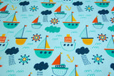 Jersey mit Segelbooten, Fräulein von Julie, blau, 0,5 m