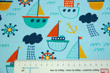 Jersey mit Segelbooten, Fräulein von Julie, blau, 0,5 m