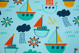 Jersey mit Segelbooten, Fräulein von Julie, blau, 0,5 m