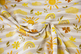 Stoffpaket Jersey + Bündchen "Sonne und Regen", Fräulein von Julie, weiß, gelb