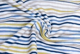 Jersey mit Streifen, ecru, marine, senfgelb, 0,5 m