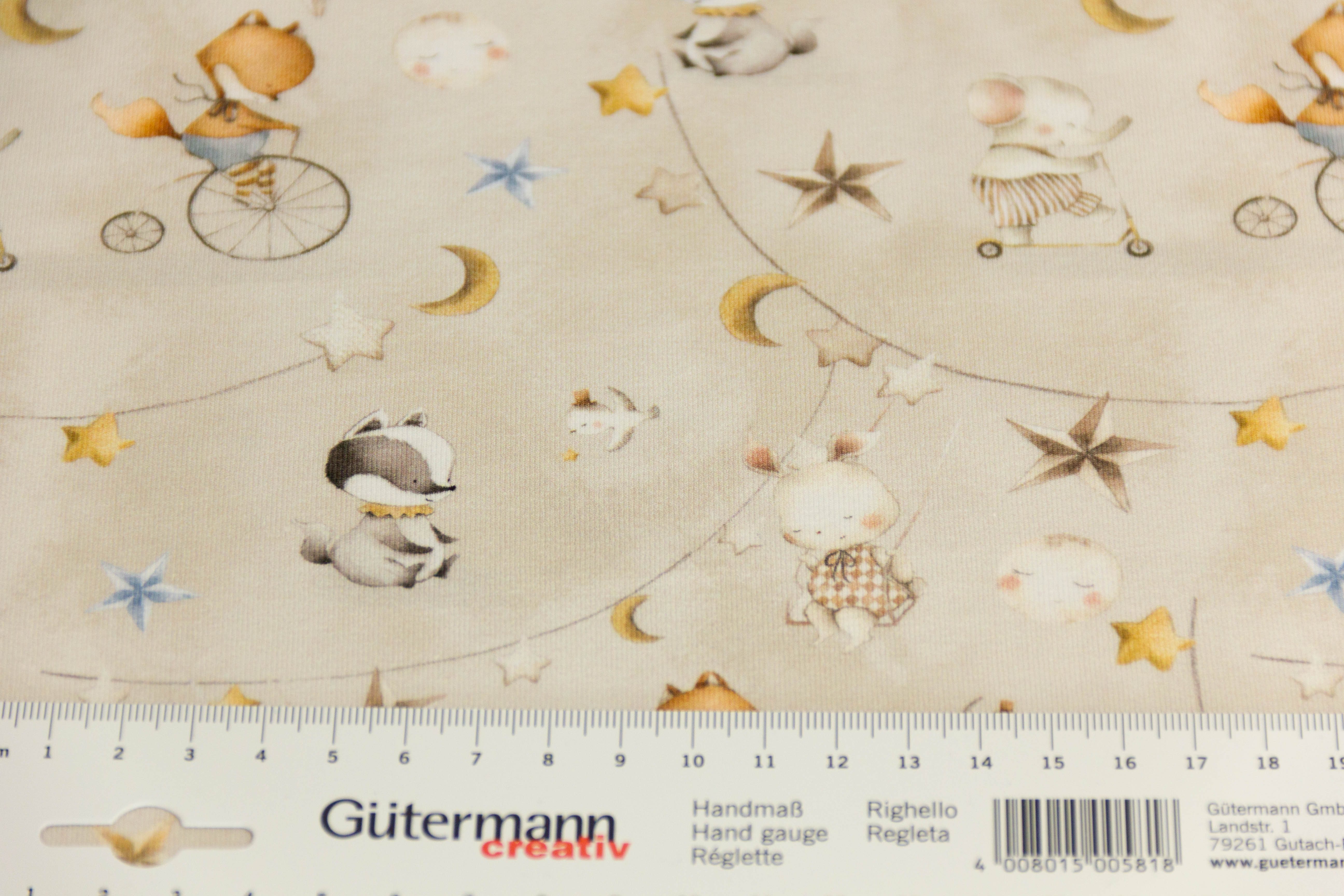 B-Ware 50 cm Jersey mit Tieren "Circus Animals", beige
