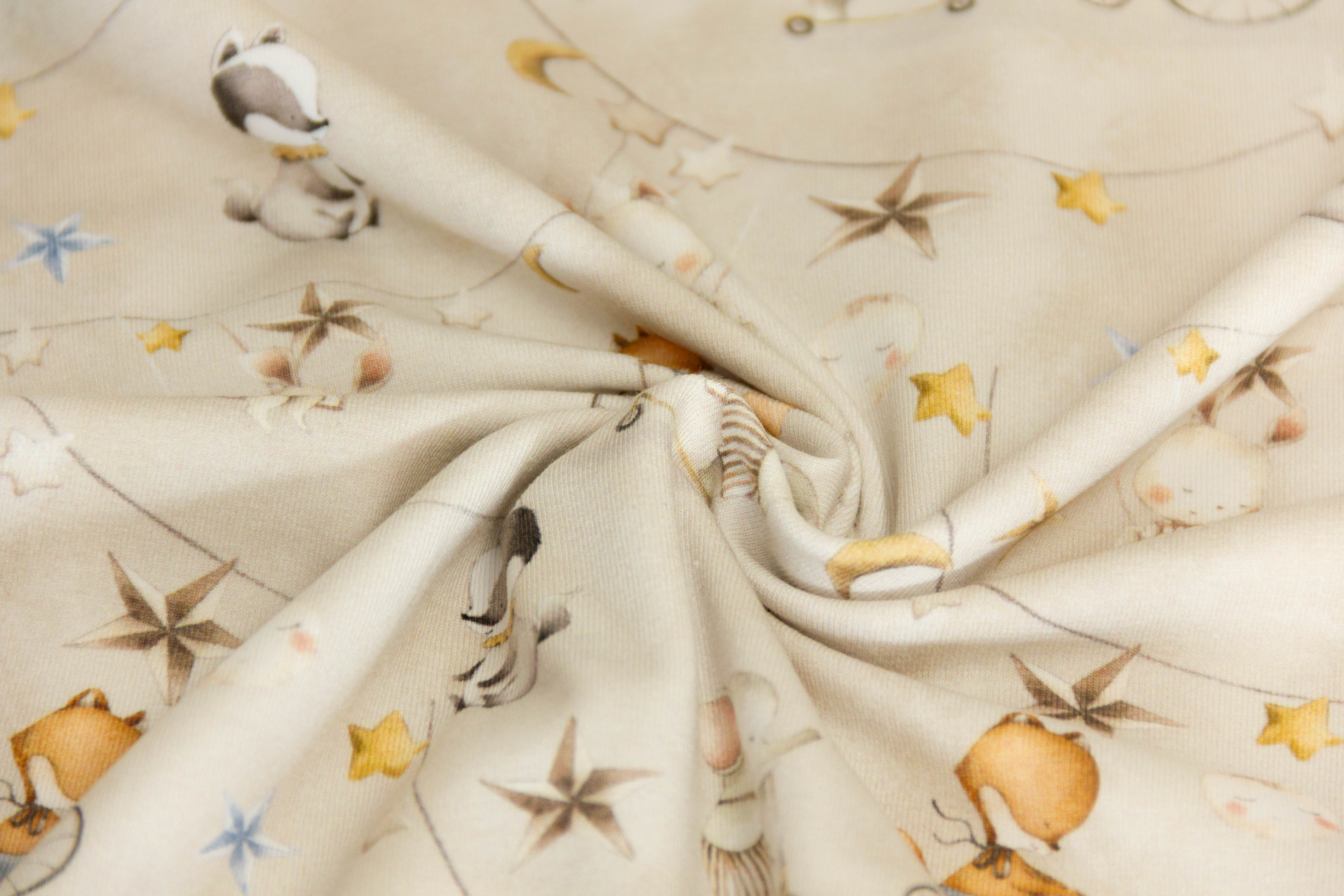 B-Ware 50 cm Jersey mit Tieren "Circus Animals", beige
