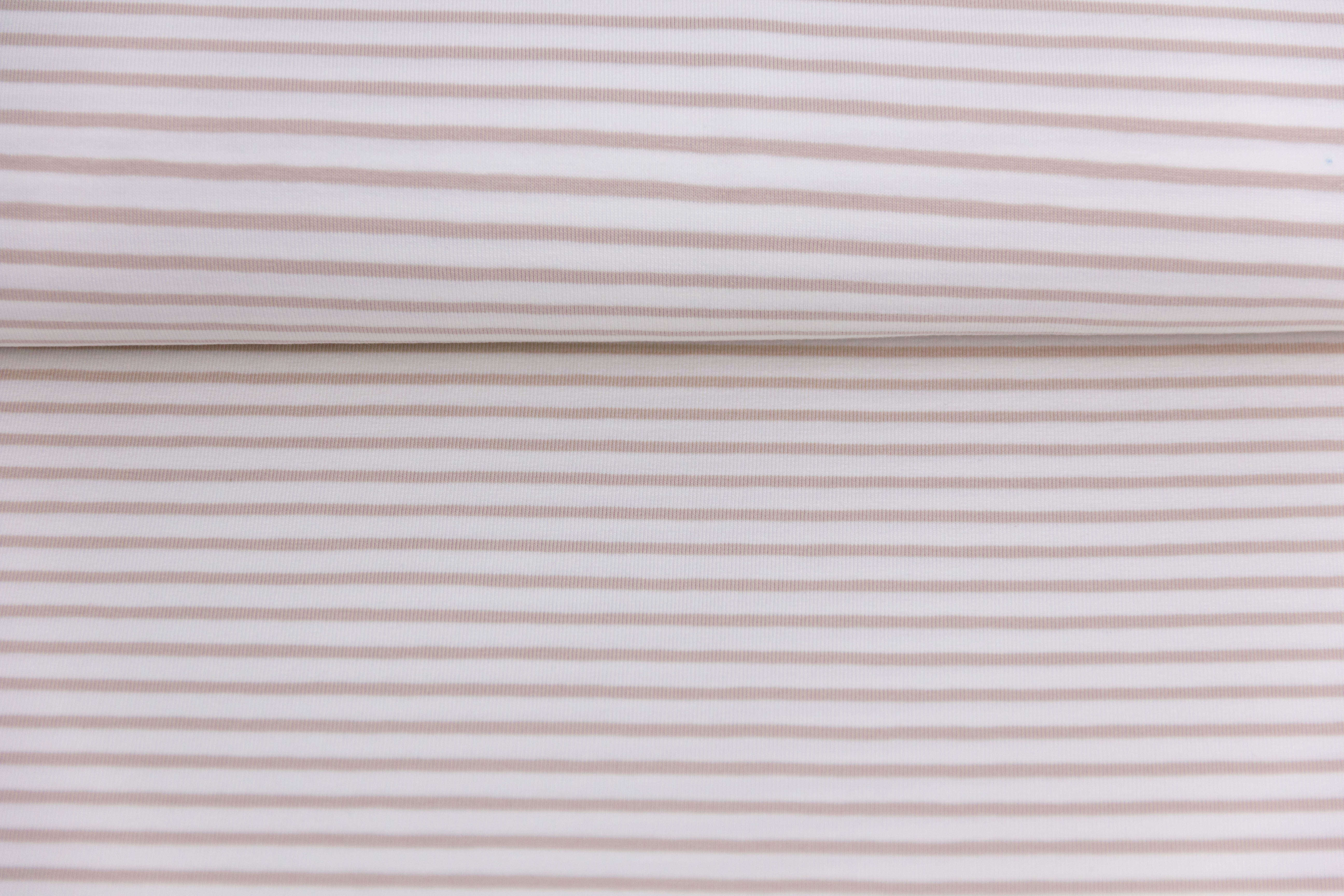 Jersey mit Streifen, weiß, beige, 0,5 m