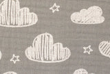 Musselin "Jeron" mit Wolken, grau, 0,5 m