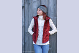 Rib Jersey, Rippjersey "Knitty" mit Herzen, naturweiß, lila, 0,5 m