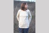 Rib Jersey, Rippjersey "Knitty" mit Herzen, naturweiß, blau, terracotta, 0,5 m