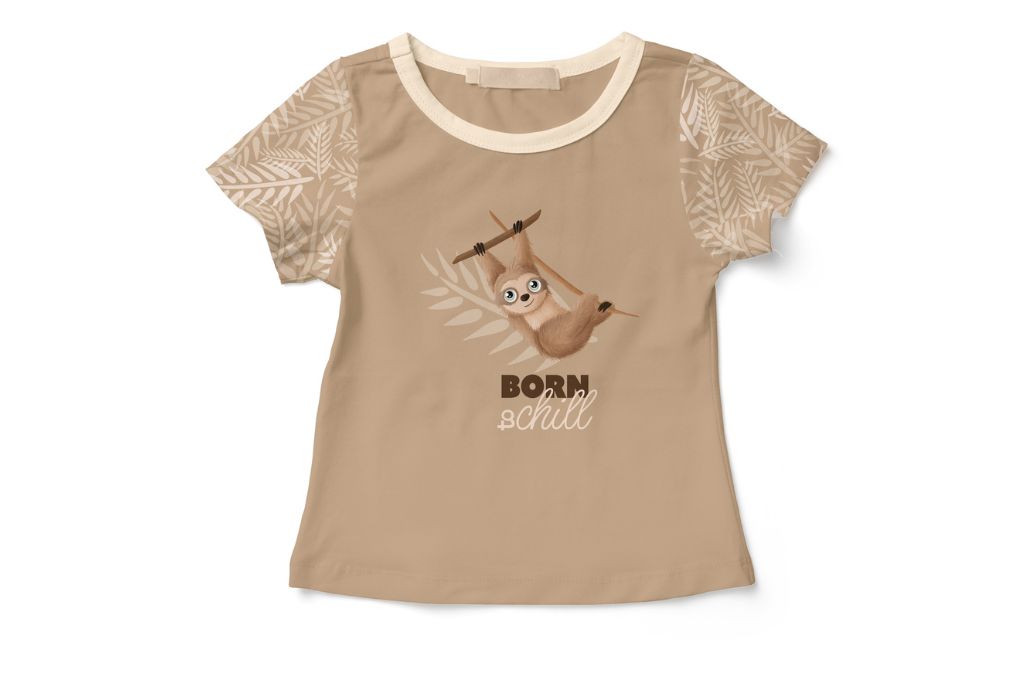 Jersey Panel "Lazy Jungle", Faultier, Mrs. Mint Design, Swafing, camel