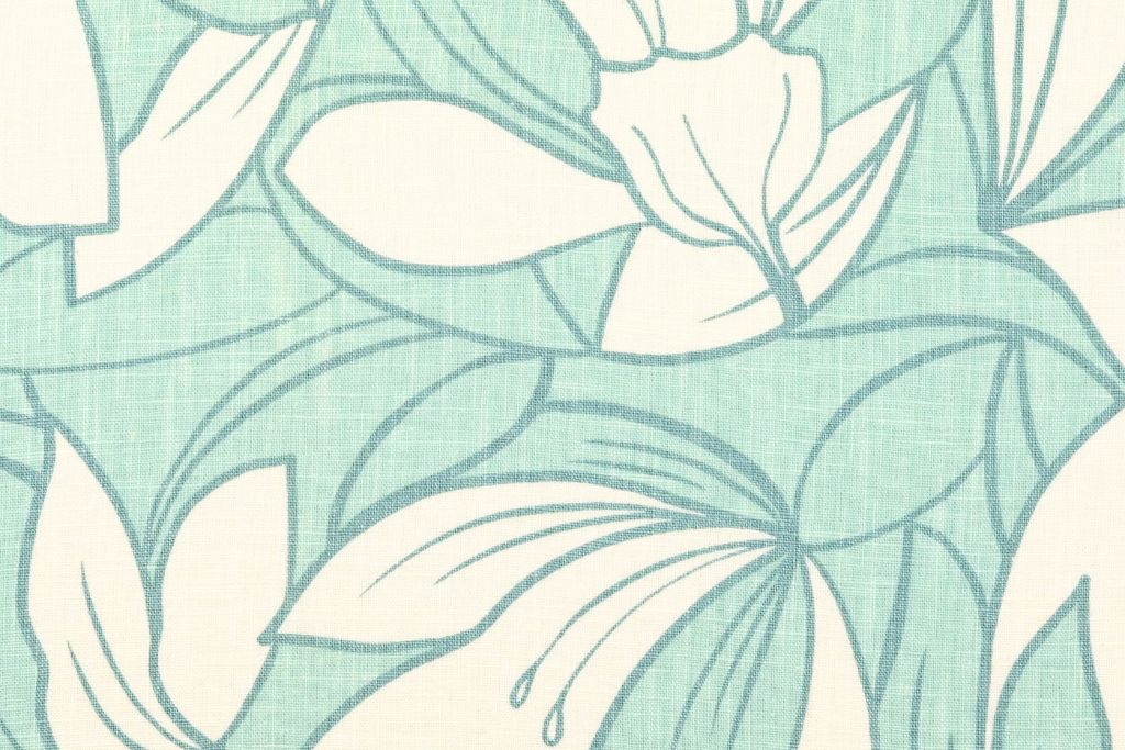 Leinen mit Blumen, gewaschen, mint, 0,5 m