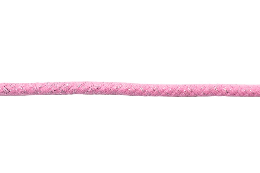 Baumwollkordel, Lurex, 10 mm, rosa, 0,5 m