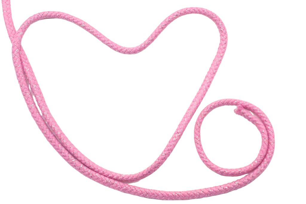 Baumwollkordel, Lurex, 10 mm, rosa, 0,5 m