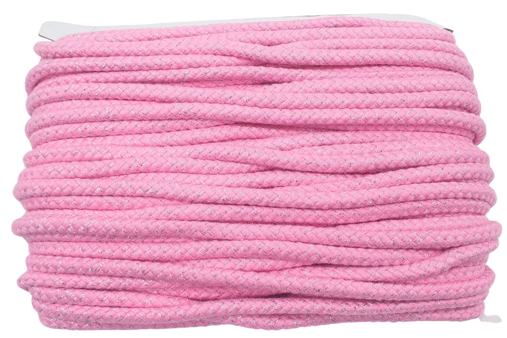 Baumwollkordel, Lurex, 10 mm, rosa, 0,5 m