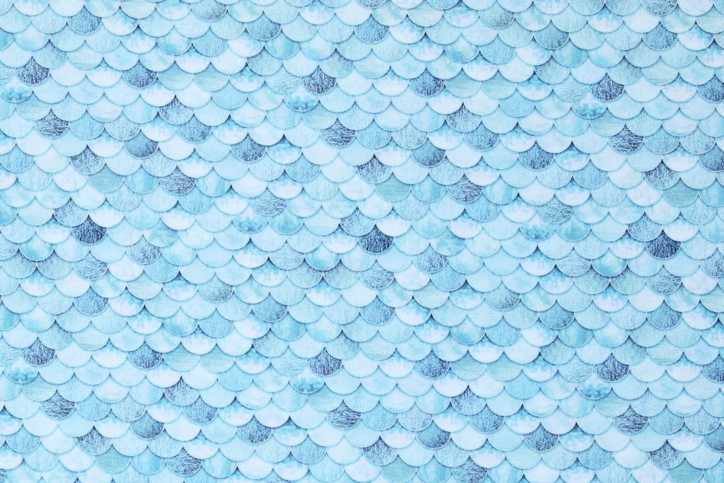 Baumwollwebware "Mermaid", Swafing, Schuppen, blau, 0,5 m