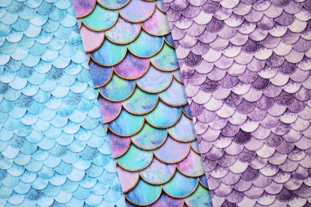 Baumwollwebware "Mermaid", Swafing, Schuppen, blau, 0,5 m