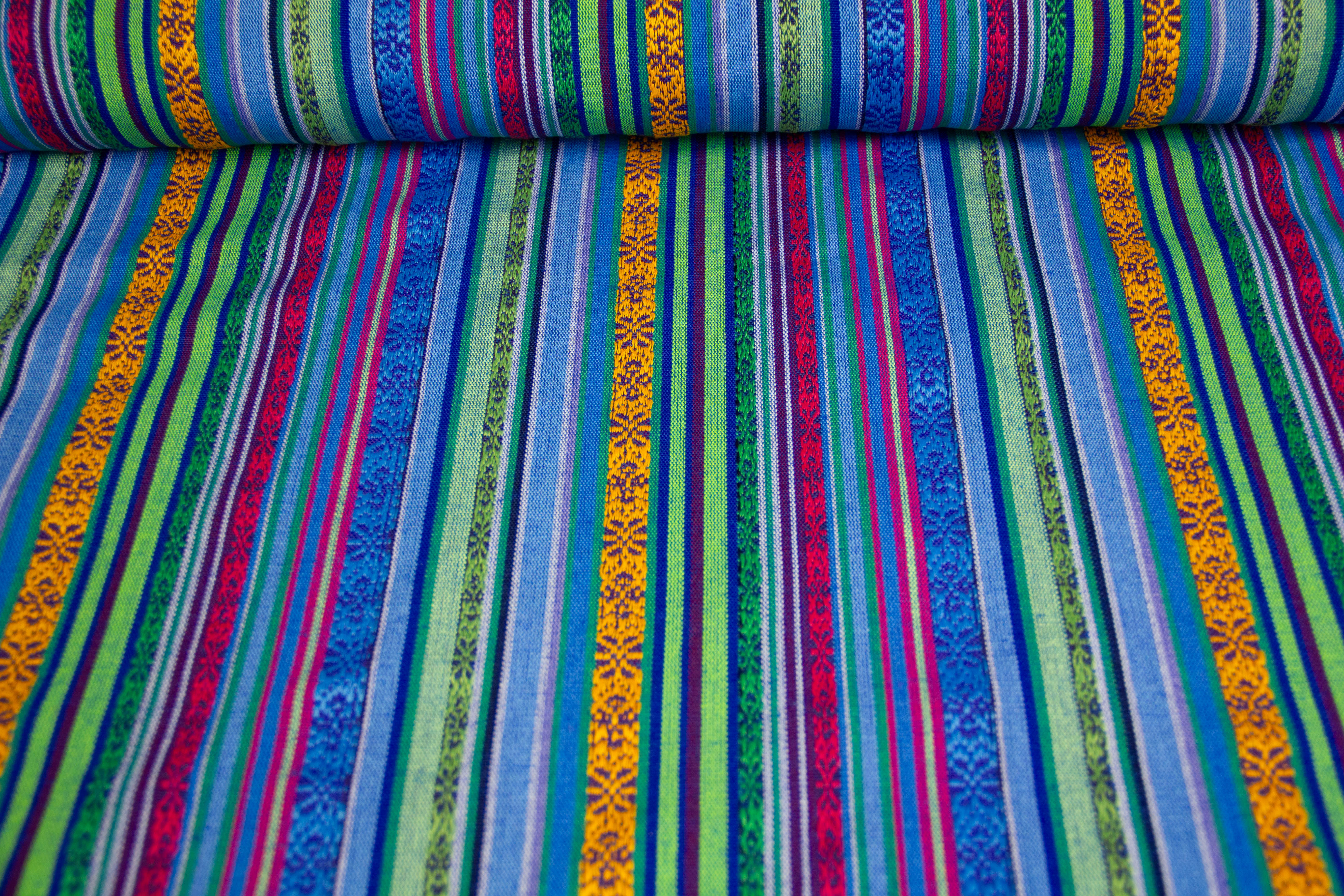Mexiko Stoff im Ethno Look, blau, 0,5 m
