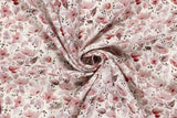 Musselin, Double Gauze, mit Blumen, malve, wollweiß, 0,5 m