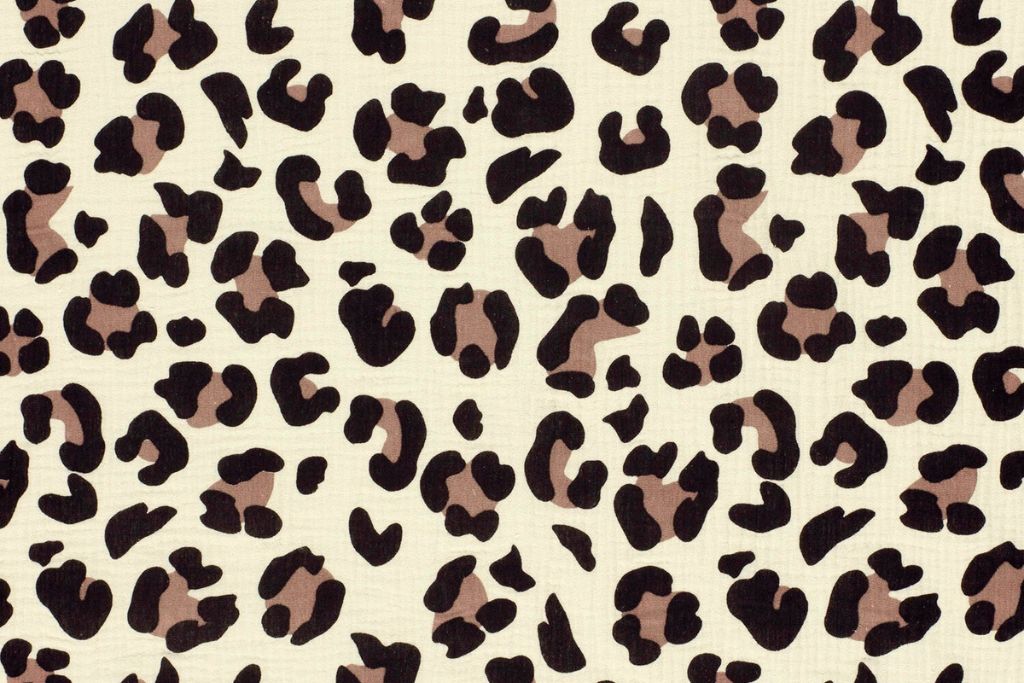 Musselin, Double Gauze, Leo Print, beige, braun, 0,5 m