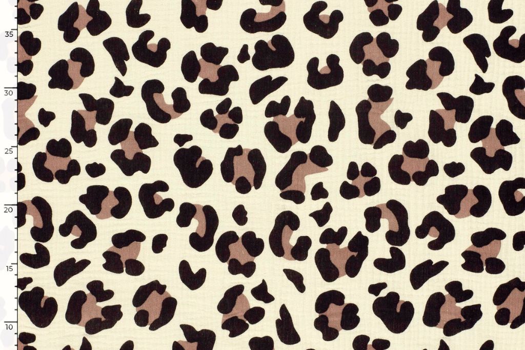 Musselin, Double Gauze, Leo Print, beige, braun, 0,5 m
