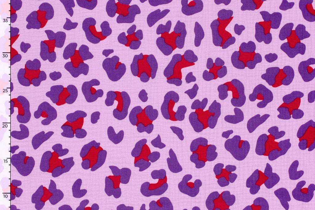 Musselin, Double Gauze, Leo Print, lavendel, lila, 0,5 m