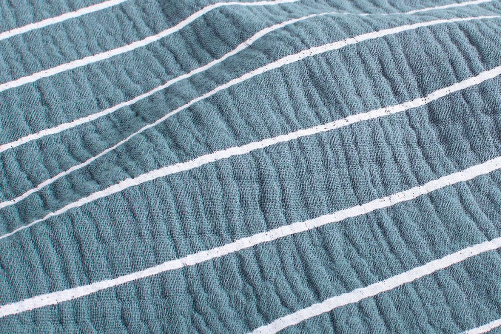 Musselin, Double Gauze, mit Streifen, indigo blau, 0,5 m