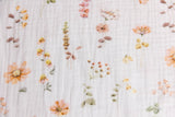 Musselin, Double Gauze, mit Blumen, wollweiß, 0,5 m