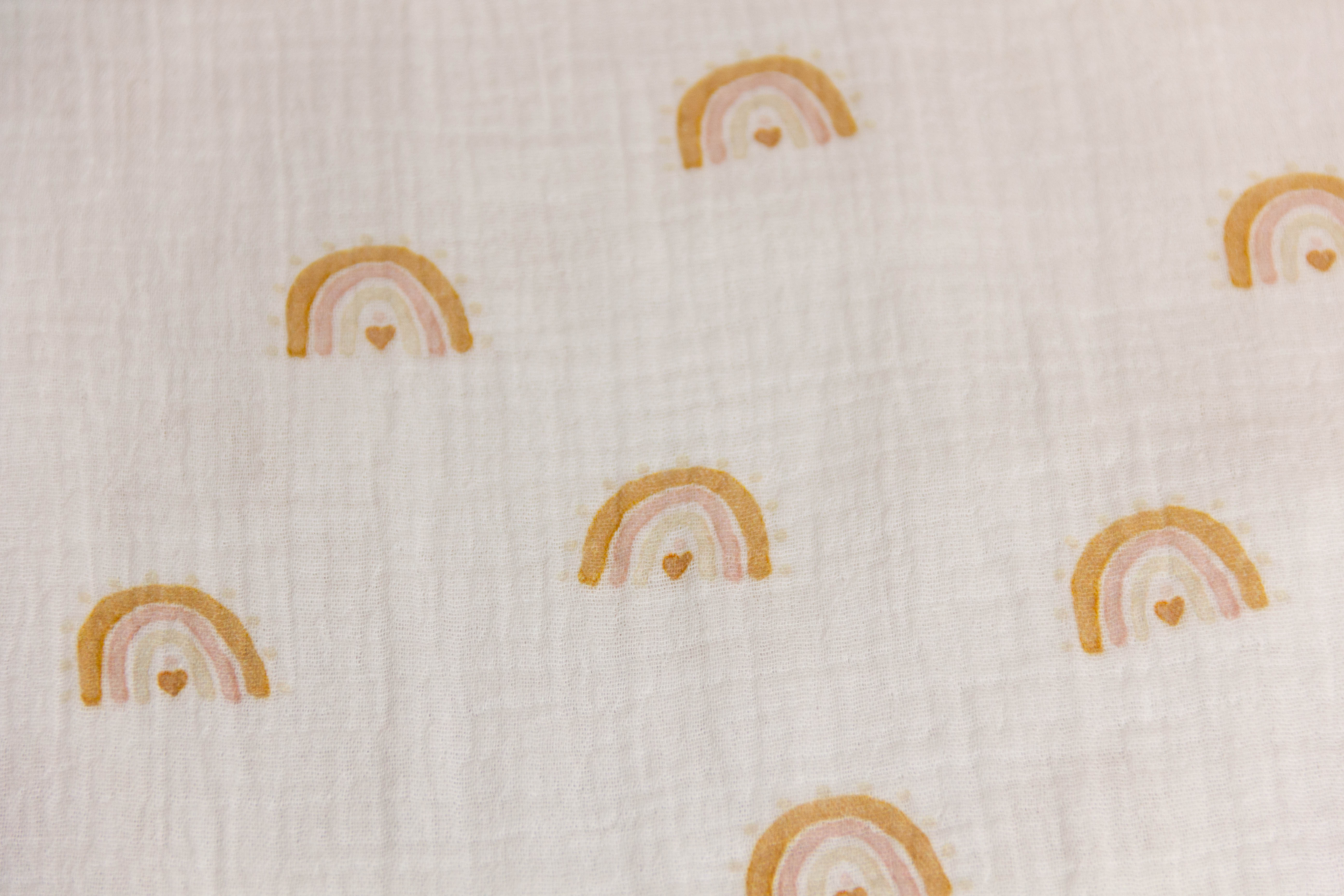 Musselin, Double Gauze, mit Regenbogen, wollweiß, 0,5 m