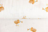 Musselin, Double Gauze, mit Walen, wollweiß, 0,5 m