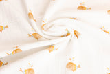 Musselin, Double Gauze, mit Walen, wollweiß, 0,5 m