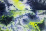 Musselin, Batik Look, blau, neon gelb, 0,5 m