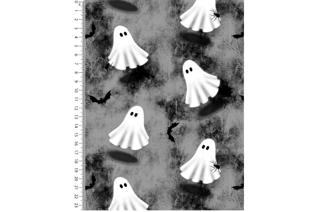 French Terry mit Geistern, Halloween, schwarz, anthrazit, 0,5 m