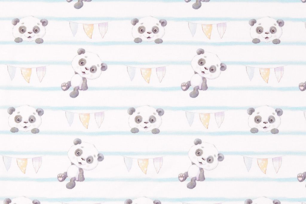 Jersey mit süßen Pandas, weiß, 0,5 m