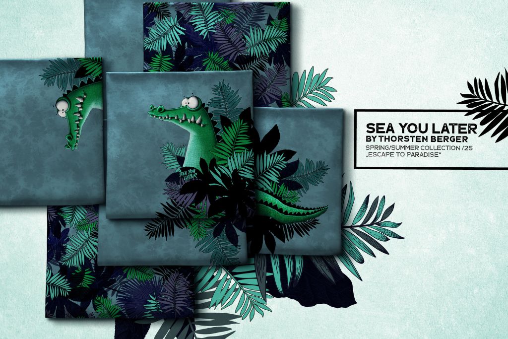 Jersey Panel "Sea you later" by Thorsten Berger, Swafing, smaragd