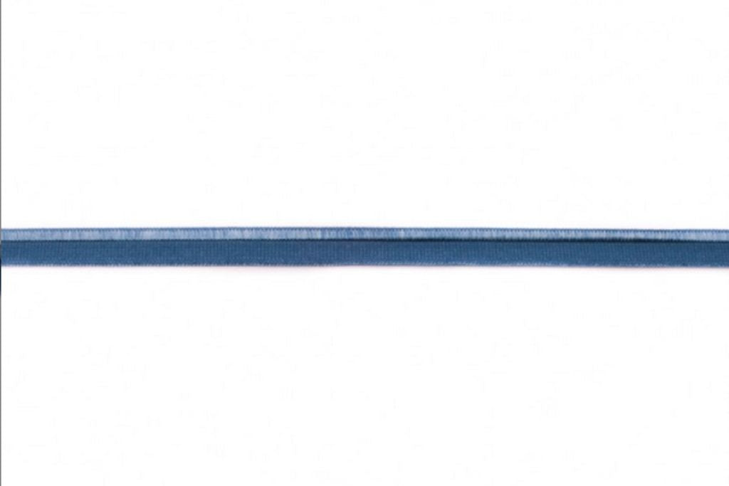 Elastisches Paspelband, glänzend, 10 mm, jeansblau, 1 Meter